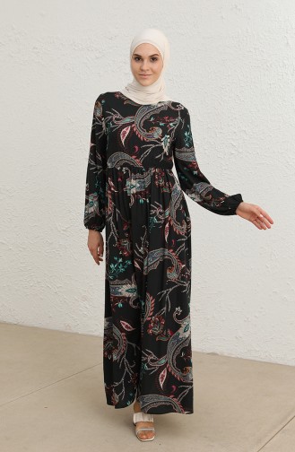 Schwarz Hijab Kleider 60280-01