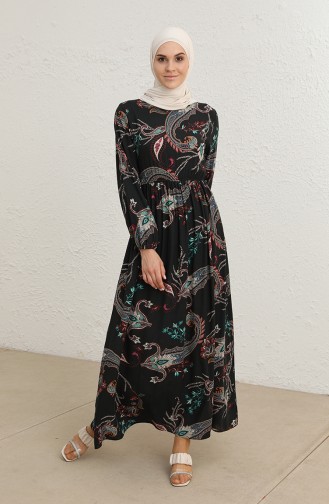 Schwarz Hijab Kleider 60280-01