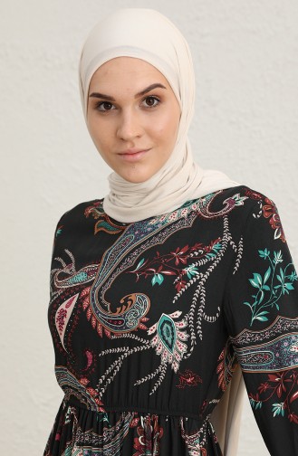 Schwarz Hijab Kleider 60280-01