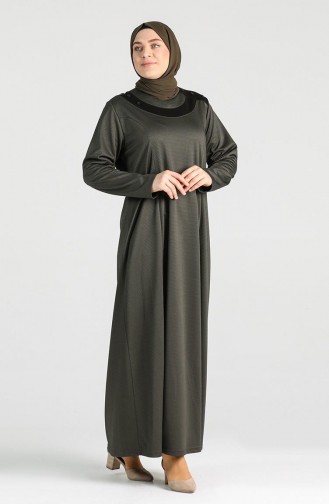Khaki Hijab Dress 4744.Haki
