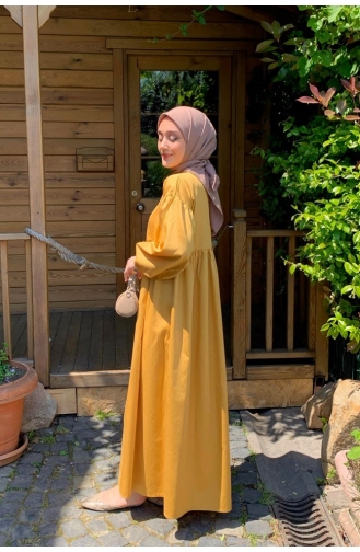 Gelb Hijab Kleider 0006-01