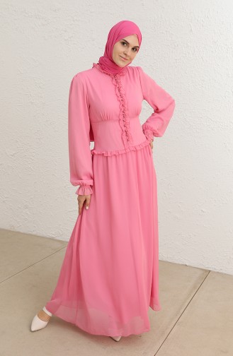 Geknöpftes Abendkleid 8107-10 Pink 8107-10