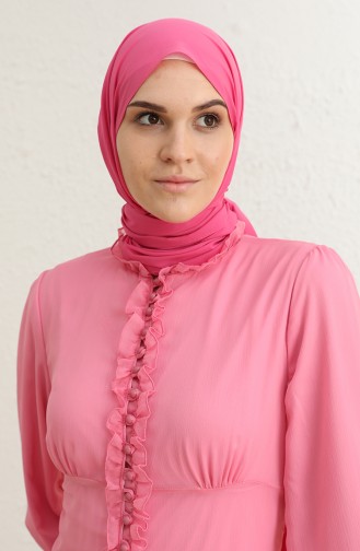 فستان سهرة بأزرار أمامية زهري 8107-10