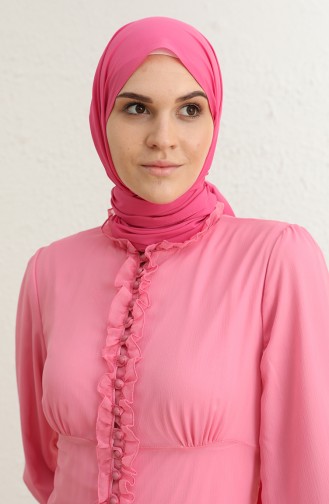 Önü Düğmeli Abiye Elbise 8107-10 Pembe