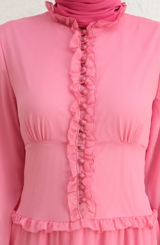 Front Button Evening Dress Pink 8107-10