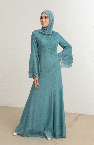 Turquoise İslamitische Avondjurk 1017-01