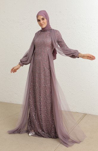 Dark Violet Hijab Evening Dress 5519-10