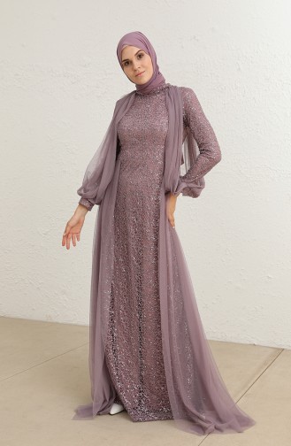 Dark Violet Hijab Evening Dress 5519-10