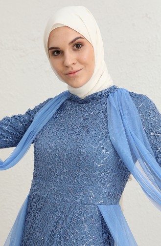 Indigo Hijab Evening Dress 5519-11