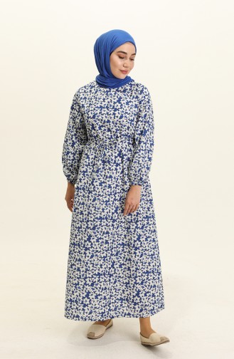 Navy Blue Hijab Dress 5409-02