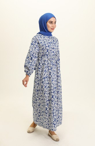 Navy Blue Hijab Dress 5409-02