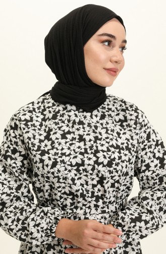 Schwarz Hijab Kleider 5409-04