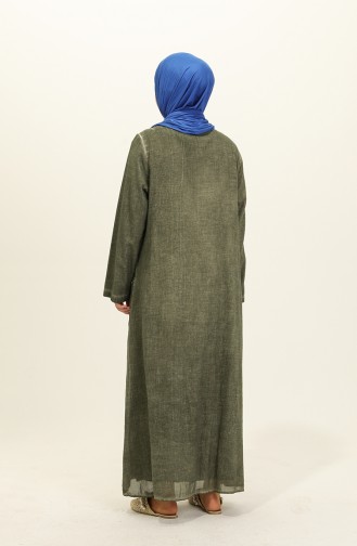 Şile Bezi Nakışlı Elbise 0004-01 Haki
