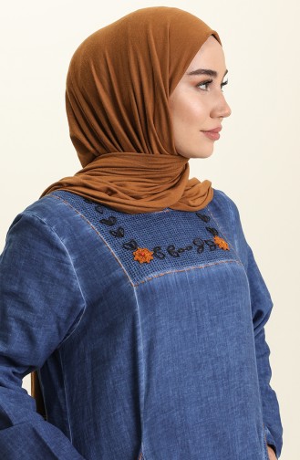 Navy Blue Hijab Dress 0004-03