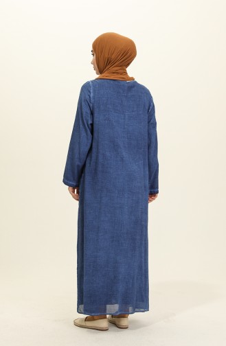 Şile Bezi Nakışlı Elbise 0004-03 Lacivert