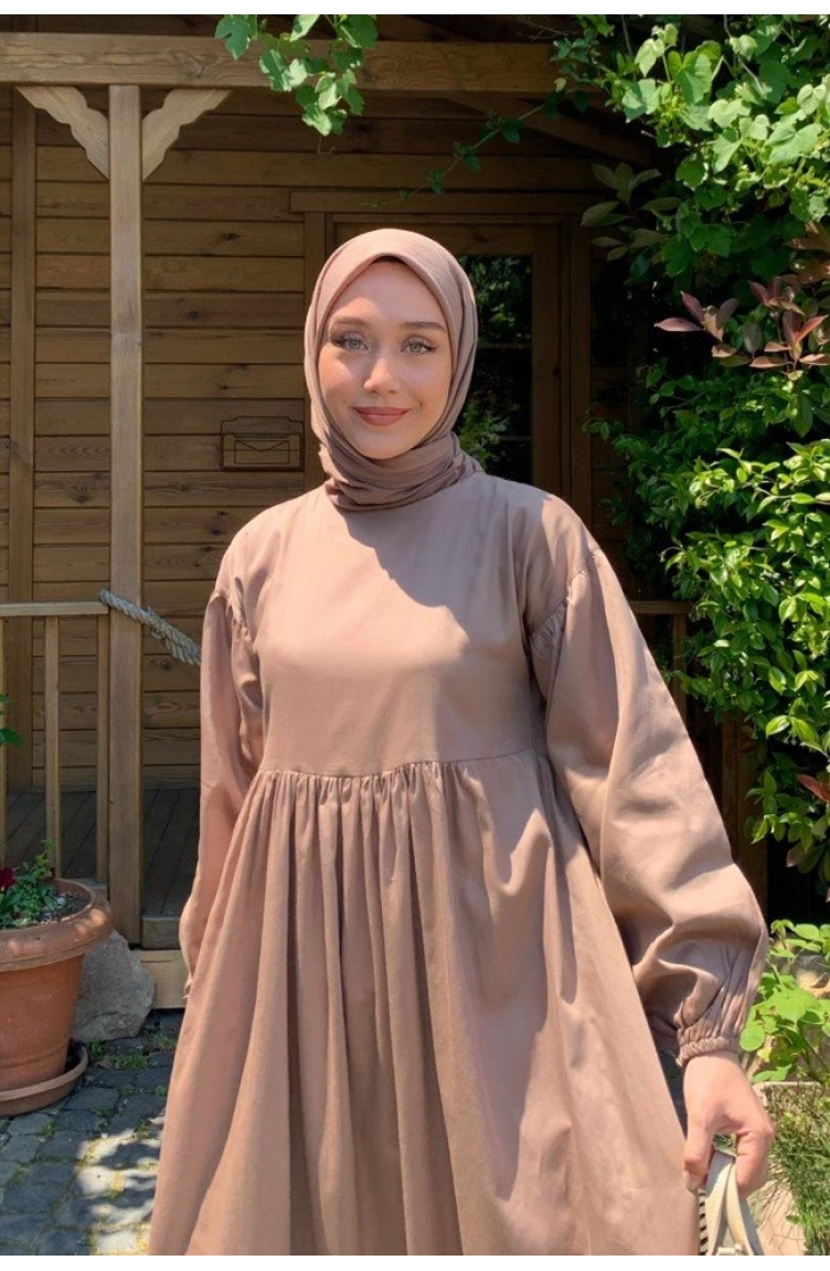 Milk Coffee Hijab Dress 0005-01 | Sefamerve