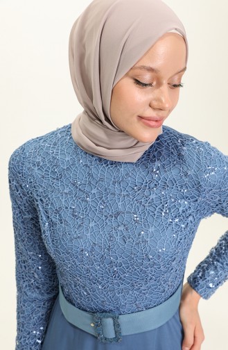 Dark Blue Hijab Evening Dress 5353-13