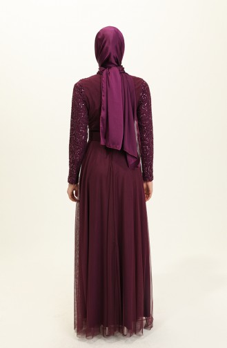 Dunkel-Zwetschge Hijab-Abendkleider 5353-14