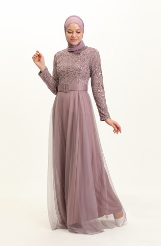 Dark Dusty Rose Hijab Evening Dress 5353-15