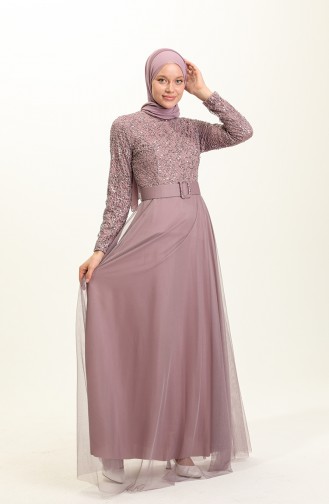 Dark Dusty Rose Hijab Evening Dress 5353-15