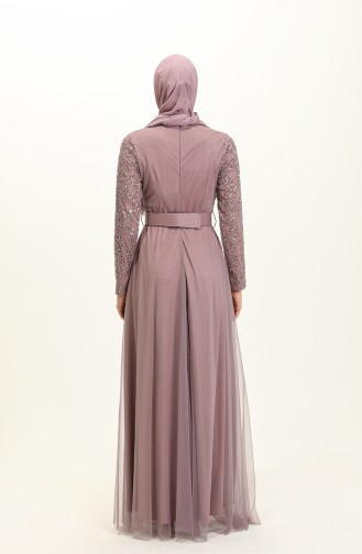 Dark Dusty Rose Hijab Evening Dress 5353-15