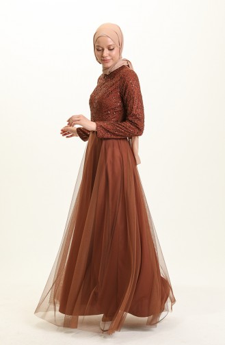 Tan Hijab Evening Dress 5353-16