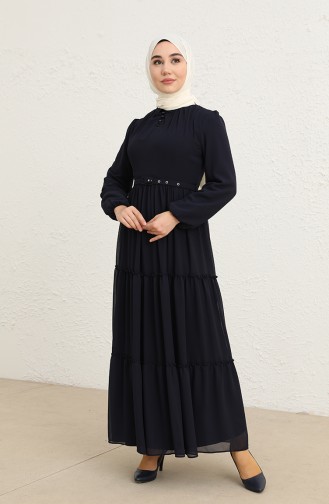 Navy Blue Hijab Dress 5725-01