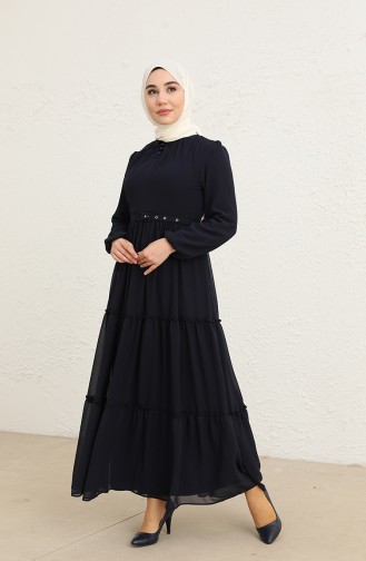 Navy Blue Hijab Dress 5725-01