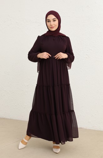 Dark Purple Hijab Dress 5725-03