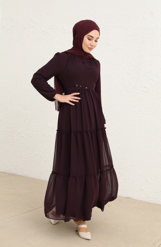 Dark Purple Hijab Dress 5725-03