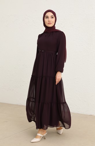 Dark Purple Hijab Dress 5725-03