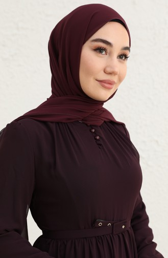 Dark Purple Hijab Dress 5725-03