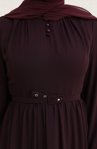 Dark Purple Hijab Dress 5725-03