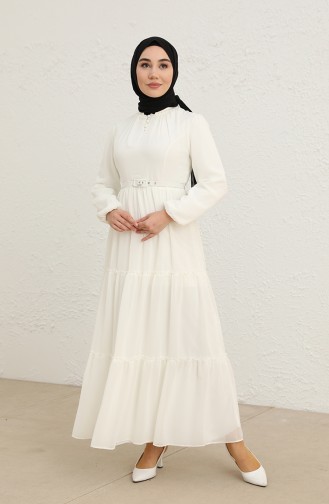 Ecru Hijab Dress 5725-06