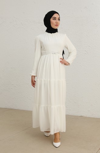 Ecru Hijab Dress 5725-06