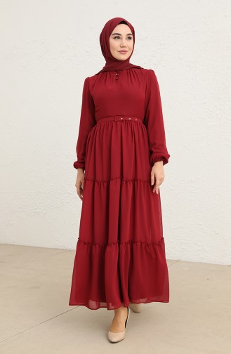 Claret Red Hijab Dress 5725-07