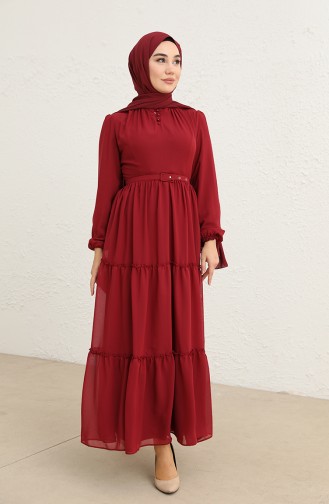 Claret Red Hijab Dress 5725-07