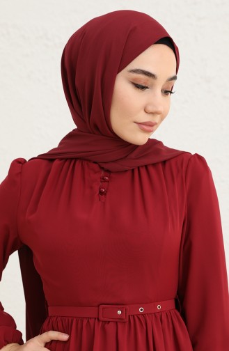 Claret Red Hijab Dress 5725-07