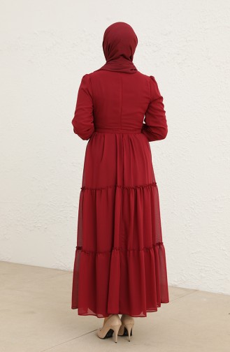 Claret Red Hijab Dress 5725-07