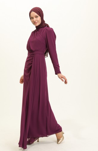 Purple Hijab Evening Dress 5736-01