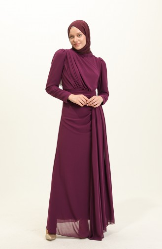Purple Hijab Evening Dress 5736-01
