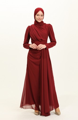 Cherry Hijab Evening Dress 5736-13