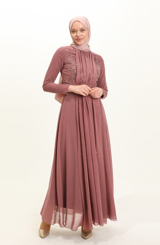 Dusty Rose Hijab Evening Dress 5589-03