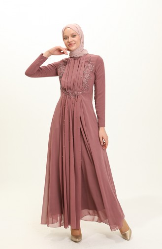 Dusty Rose Hijab Evening Dress 5589-03