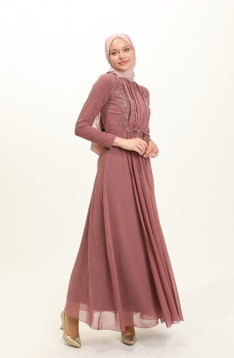 Dusty Rose Hijab Evening Dress 5589-03