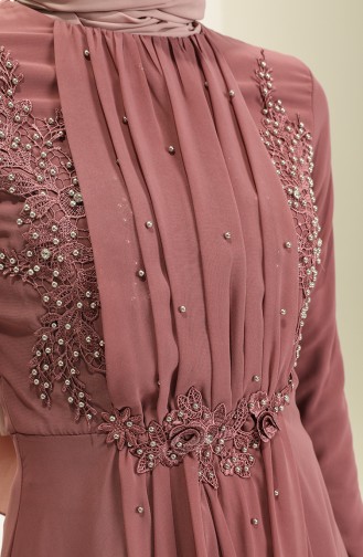 Dusty Rose Hijab Evening Dress 5589-03