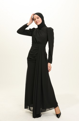 Black Hijab Evening Dress 5736-10