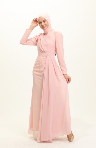 Powder Hijab Evening Dress 5736-12