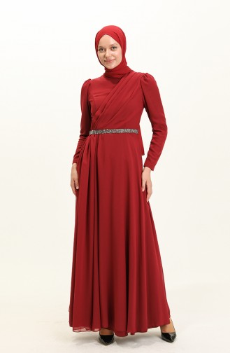 Claret red İslamitische Avondjurk 5737-01