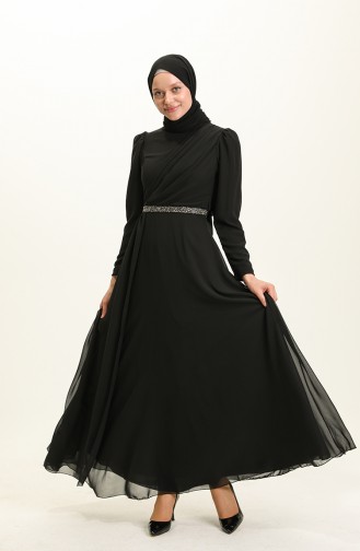 Schwarz Hijab-Abendkleider 5737-03